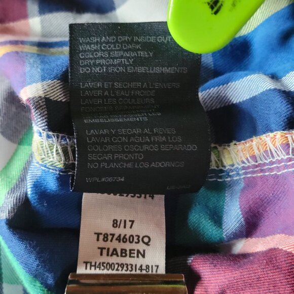 Tommy Hilfiger Plaid Button Up Down Shirt Long Sleeve Youth Large 16/ 18 - Picture 10 of 11